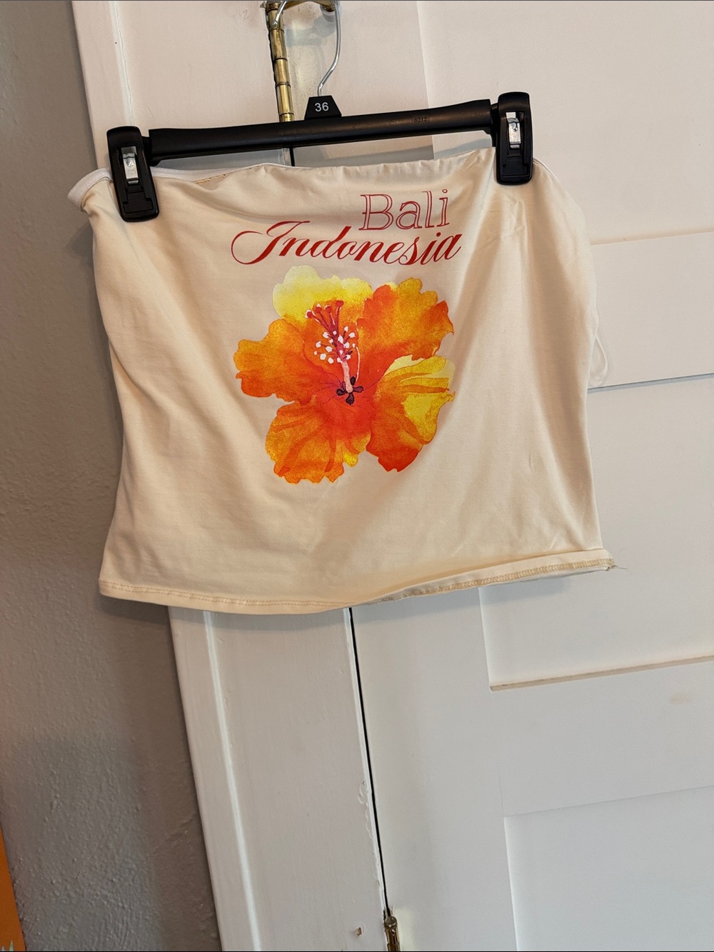 Altar'd State Cream Tube Top with Orange Floral Graphic
